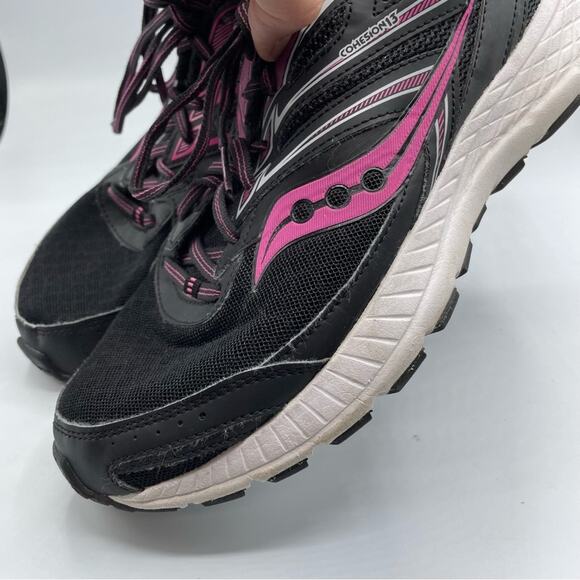 Saucony Cohesion 13 Black & Hot Pink Womens Running Shoes Sneakers 8.5 - Picture 6 of 10